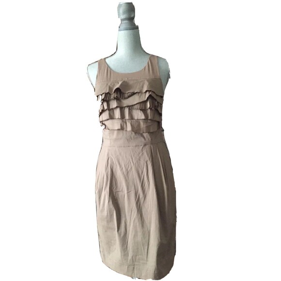 BCBGMaxAzria Dresses & Skirts - BCBG MAXAZRIA Sleeveless mocha Sheath Ruffle Tiered Dress size 6 B317